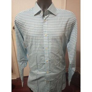 New Thomas Dean Men's Size Large L Long Sleeve Button Up Shirt Blue Plaid NWT